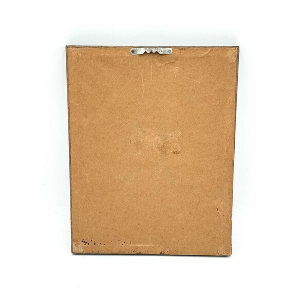 Vintage Reverse Painted Cat on Glass Framed with Cork Backing Singed Valerie - Picture 5 of 7